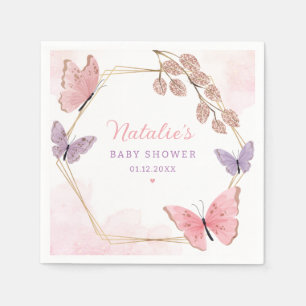 Moderne Niedlich rosa Lila Butterfly Girl Babydusc Serviette