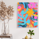 Moderne niedliche Abstrakte Farbkunst Leinwanddruck<br><div class="desc">Diese farbenfrohe Leinwand-Wandkunst zeigt abstrakte Kunst in einem Farbblock-Stil in Blau,  lila,  Orange,  Gelb,  Rosa,  Rot und Grün mit marinebasischem Hintergrund und lustigen Doodle-Formen wie Blume,  Blätter,  Kreise,  Quadrate und Punkte</div>