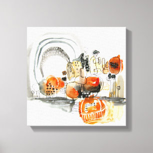 Moderne Niedliche Abstraktion Muster Orange Doodle Leinwanddruck