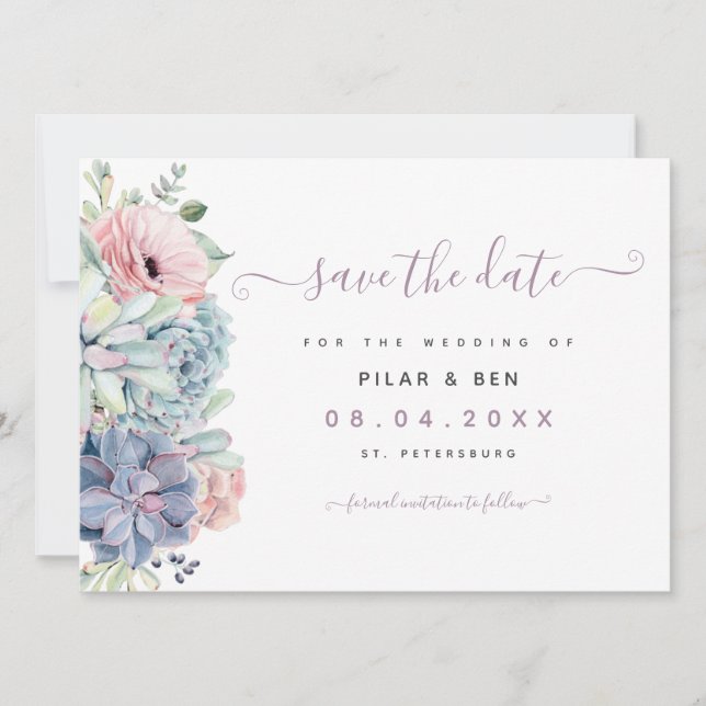 Moderne niedliche Aquarellfarben Hochzeitsreise mi Save The Date (Vorderseite)