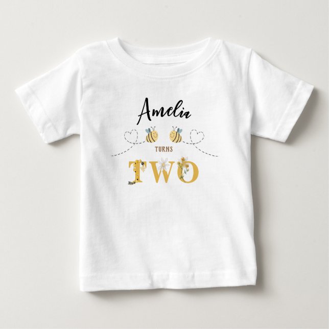 Moderne Niedliche Biene zum zweiten Geburtstag Baby T-shirt (Vorderseite)
