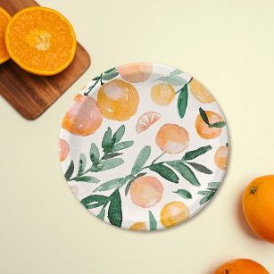 Moderne Niedliche Citrus Orange Babydusche Pappteller