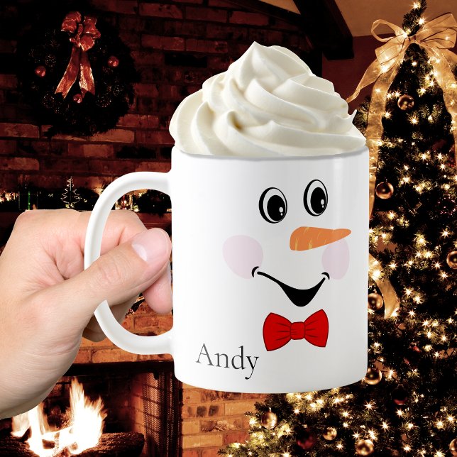 Moderne Niedliche Custom Lächeln Snowman Gesicht Kaffeetasse (Von Creator hochgeladen)