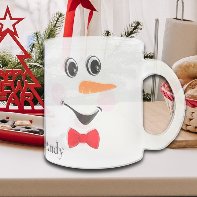 Moderne Niedliche Custom Lächeln Snowman Gesicht Mattglastasse (Von Creator hochgeladen)