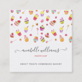 Moderne Niedliche Desserts Kuchen Konditorei Koch Quadratische Visitenkarte