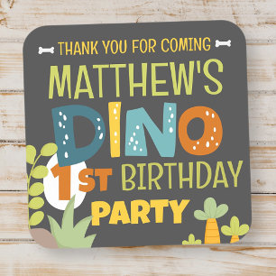 Moderne Niedliche Dino Dinosaur Kid's Geburtstag V Quadratischer Aufkleber