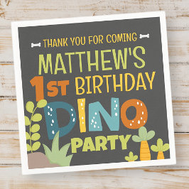 Moderne Niedliche Dino Dinosaur Kid's Geburtstag V Serviette