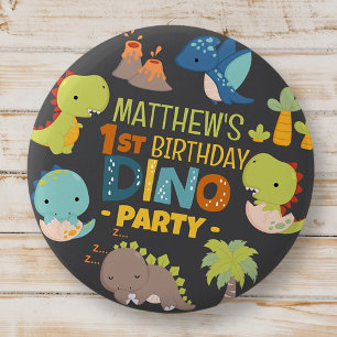 Moderne Niedliche Dino Dinosaur Kid's Geburtstagsp Button