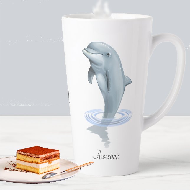 Moderne Niedliche Dolphin-, Script- und Monogram-T Milchtasse (Von Creator hochgeladen)