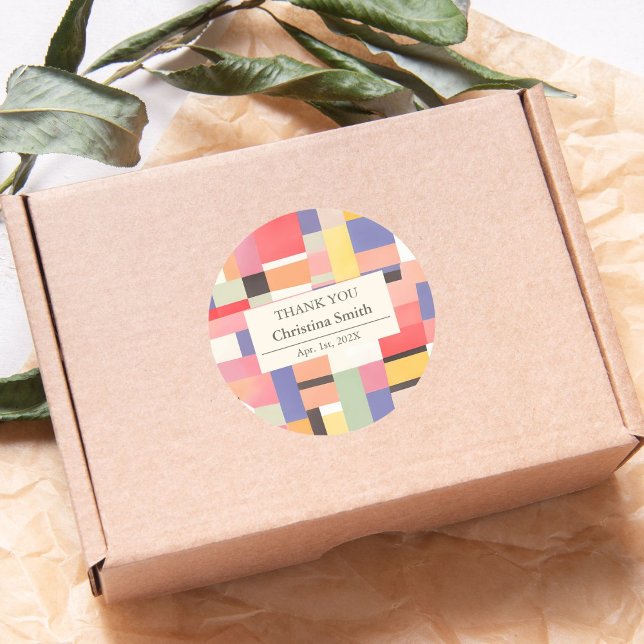 Moderne Niedliche Farbblockverwaltung Vielen Dank Runder Aufkleber (Modern Cute Vivid Color Block Retirement Thank You Classic Round Sticker)