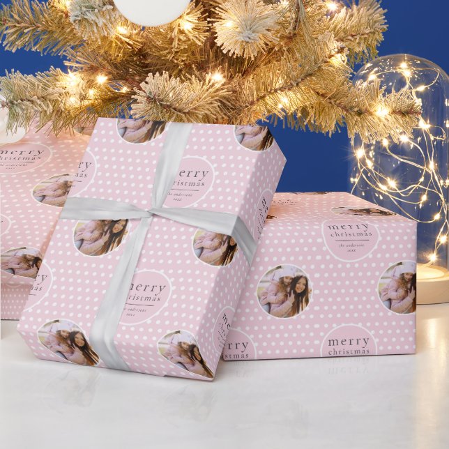 Moderne Niedliche Girly Pink Weihnachten Geschenkpapier (Feiertage)