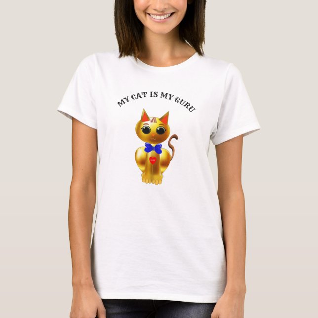 Moderne Niedliche Goldene Katze T-Shirt (Vorderseite)