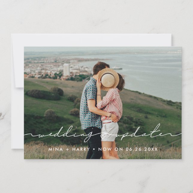 Moderne niedliche Hochzeitsaktualisierung Foto Ank Ankündigung (Vorderseite)