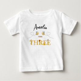Moderne Niedliche Hummelbiene Dritter Geburtstag Baby T-shirt