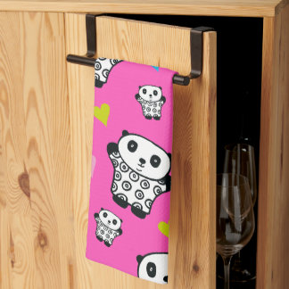 Moderne Niedliche Kawaii Panda rosa Herzen Küchentuch