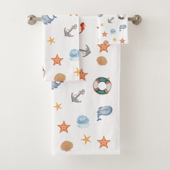 Moderne niedliche Kids marinieren Meeresstar Fisch Badhandtuch Set (Insitu)