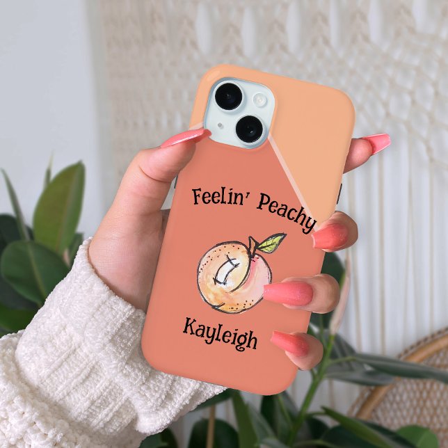 Moderne Niedliche Kitschy Peach Add Name Fun Somme Case-Mate iPhone Hülle (Von Creator hochgeladen)
