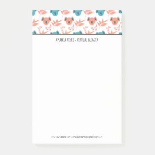 Moderne Niedliche Koala- und Blumenblüten Post-it Klebezettel