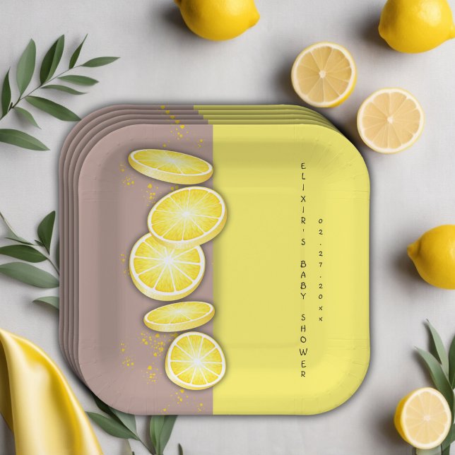 Moderne Niedliche Lemon Slice Sprinkle Babydusche Pappteller (Von Creator hochgeladen)