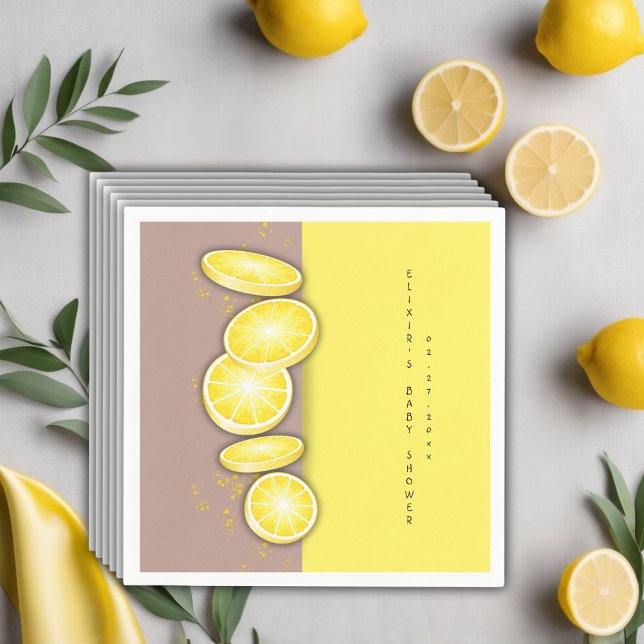 Moderne Niedliche Lemon Slice Sprinkle Babydusche Serviette (Von Creator hochgeladen)