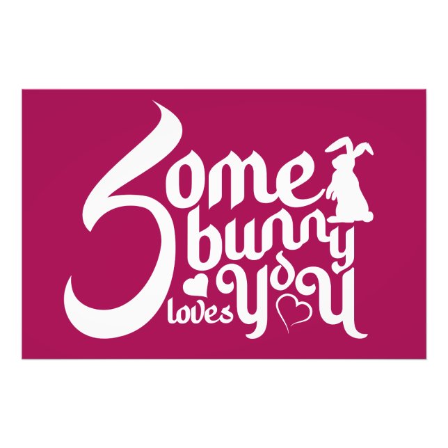 Moderne Niedliche Liebe Bunny Magenta Weißer Typo Fotodruck (Vorne)