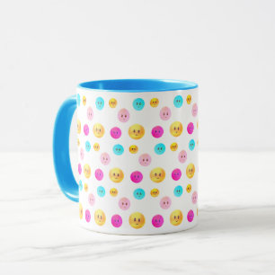 Moderne Niedliche, mehrfarbige Happy Faces Tasse
