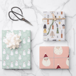 Moderne niedliche Muster santa l snowman and tree  Geschenkpapier Set