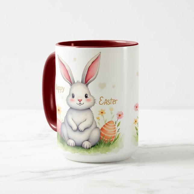 Moderne niedliche Ostern Hasen und Eier Sammlung Tasse (Vorderseite Links)