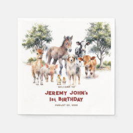 Moderne Niedliche Party-Landtiere willkommen Serviette