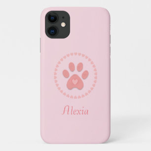 Moderne Niedliche Pet Paw mit Herz auf Rosa Case-Mate iPhone Hülle