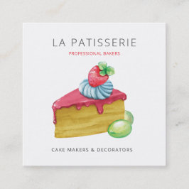 Moderne Niedliche Pink Cheesecake Bäckerei Kondito Quadratische Visitenkarte