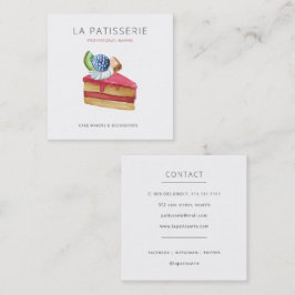 Moderne Niedliche Pink Cheesecake Bäckerei Kondito Quadratische Visitenkarte