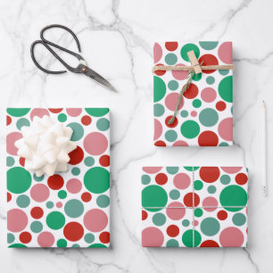 Moderne Niedliche Polka Dot Rosa Grün Geschenkpapier Set