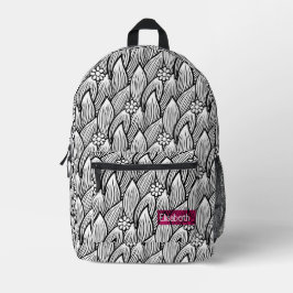 Moderne Niedliche Schwarz-Weiß-Hippie Daisy Bedruckter Rucksack