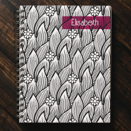 Moderne Niedliche Schwarz-Weiß-Hippie Daisy Notizblock