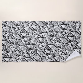 Moderne Niedliche Schwarz-Weiß-Hippie Daisy Strandtuch