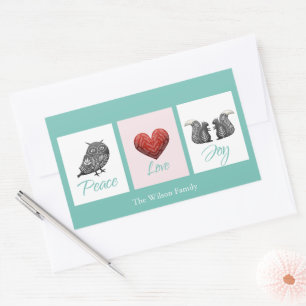 Moderne niedliche skandinavische Liebe Weihnachten Rechteckiger Aufkleber