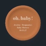 Moderne Niedliche Terracotta Kinderdusche Individu Pappteller<br><div class="desc">Moderne Niedliche Terracotta Babydusche Individuelle Name Papierfächer Teller</div>