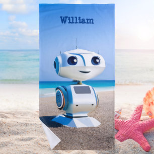 Moderne Niedliche und farbenfrohe Roboter Bots Strandtuch