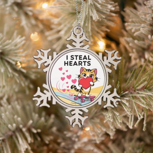 Moderne Niedliche Valentingebäcke Schneeflocken Zinn-Ornament (Baum)