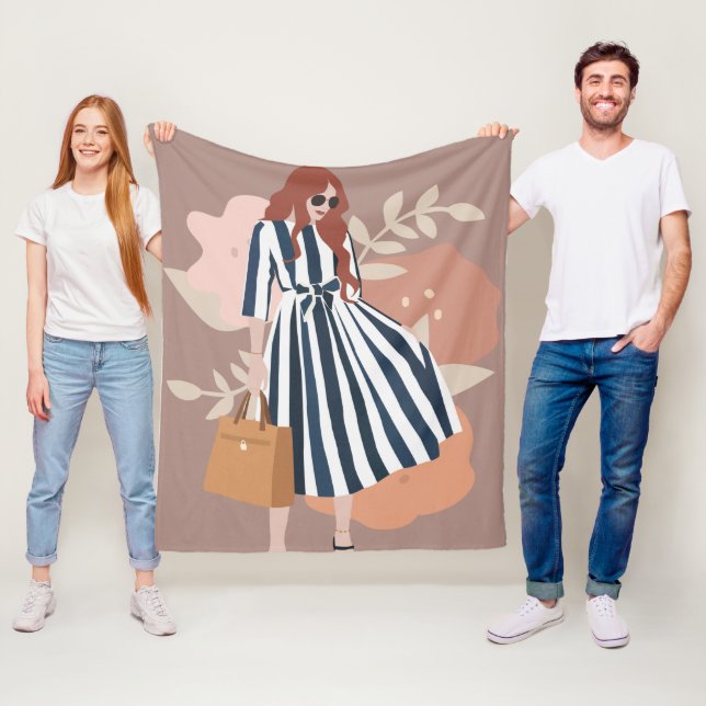 Moderne niedliche Wasserfarbe niedliche Mädchen ro Fleecedecke (Beispiel)