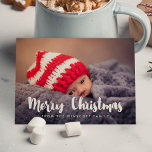 Moderne Niedliche Weihnachtsfotokarte Feiertagskarte<br><div class="desc">Eine moderne Pinsel-Schriftart-Typografie für diese personalisierbare Ferienfotokartensammlung.</div>