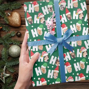 Moderne Niedliche Weihnachtsmannmützen Neun Fotos Geschenkpapier