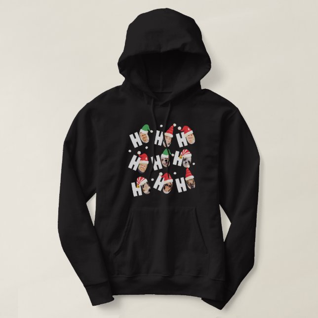 Moderne Niedliche Weihnachtsmannmützen Neun Fotos Hoodie (Design vorne)