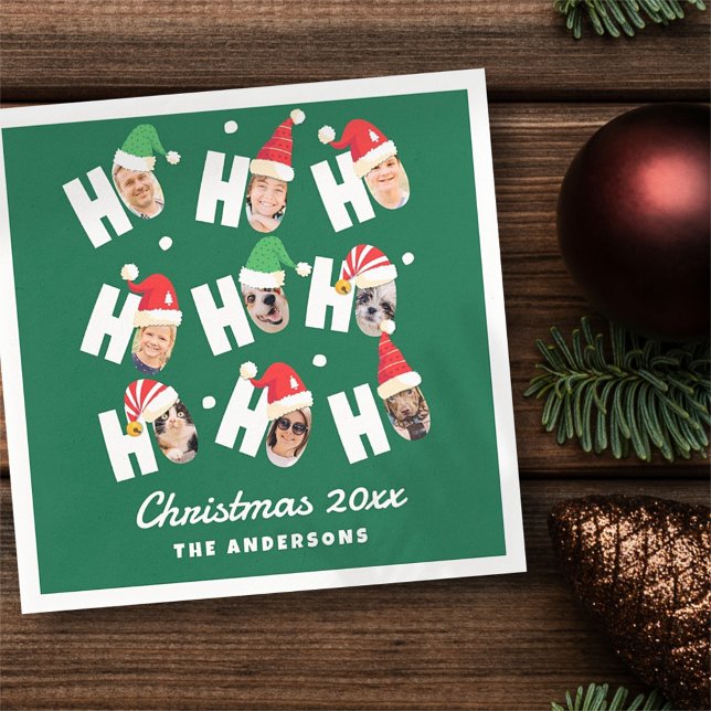 Moderne Niedliche Weihnachtsmannmützen Neun Fotos Serviette (Von Creator hochgeladen)