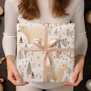 Moderne niedliche Weihnachtspolarbären  Geschenkpapier