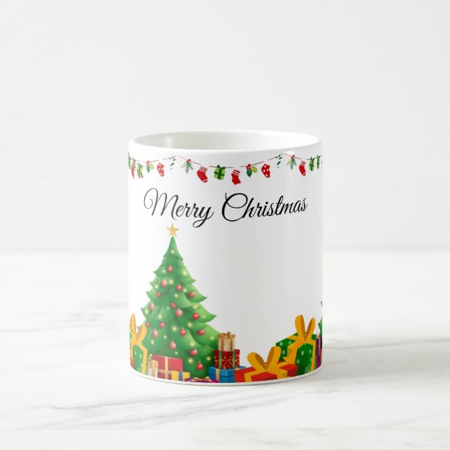 Moderne niedliche Weihnachtsschrift santa Kaffeetasse (Mittel)
