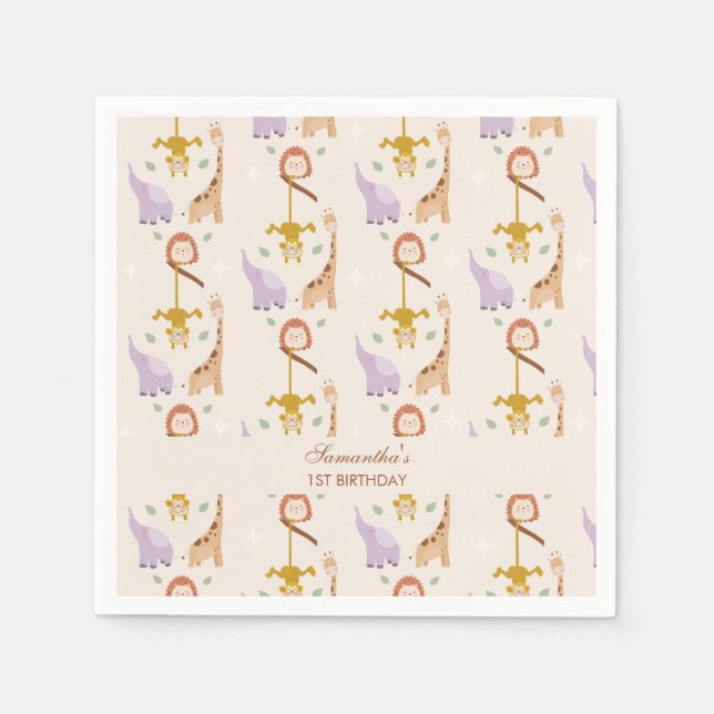 Moderne, Niedliche Wildtiere Serviette (Vorderseite)