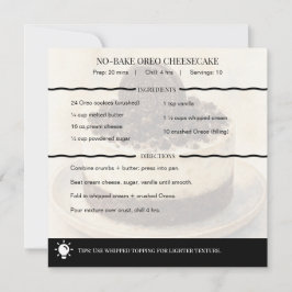 Moderne No-Bake Oreo Käsekuchen Rezeptkarte