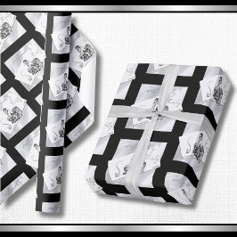 Moderne Noir 30. Geburtstags-Couture-Geschenkpapie Geschenkpapier